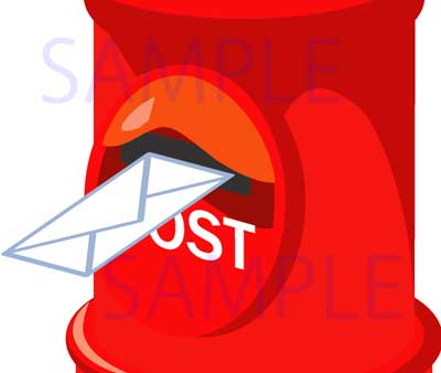 イラスト素材：なつかしの赤い郵便ポストの拡大画像02