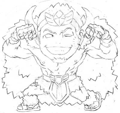 「ラウェイ」選手の似顔絵下絵