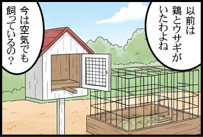以前は鶏とウサギがいたわよね今は空気でも飼っているの？