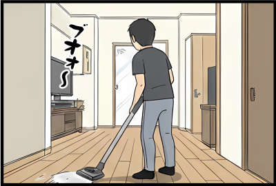 掃除機をかける姿