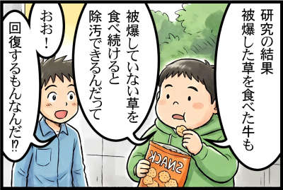 研究の結果被爆した草を食べた牛も被爆していない草を食べ続けると除汚できるんだって
おお!回復するもんなんだ!?